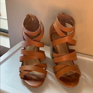 Tan block heels